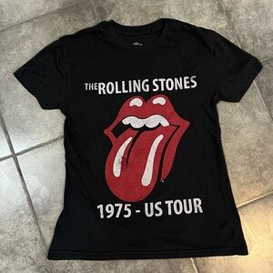 The Rolling Stones Black Tee with Red Tongue Logo